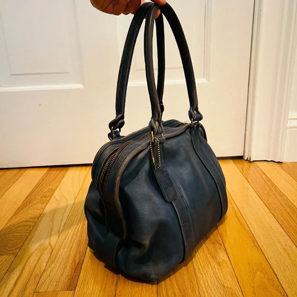 Vintage Coach 80’s Made in the USA Soft Navy Leather Satchel Doctor Bag - Picture 10 of 16